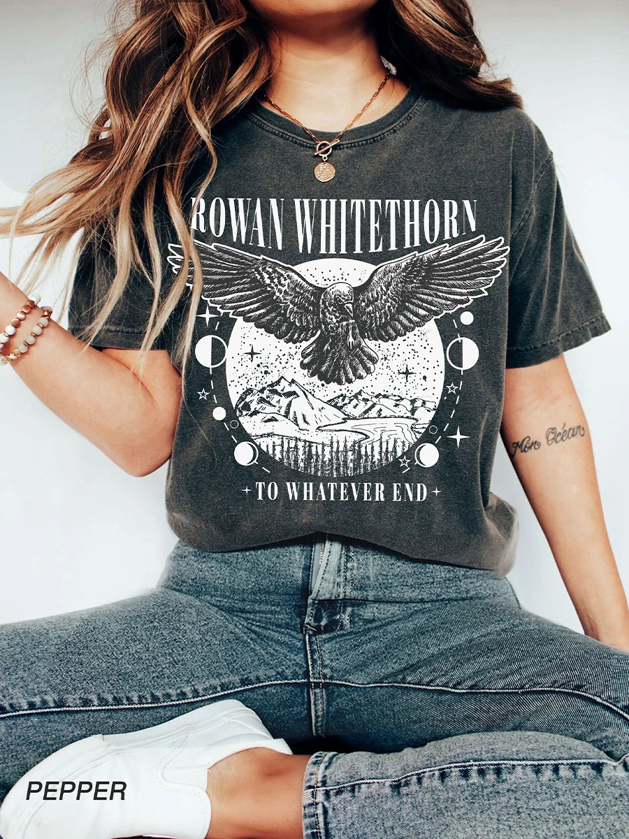 Original Design Rowan Whitethorn T-shirt Womam  Loose Vintage Short Sleeve T Shirt Female  O Neck Tees Streetwear