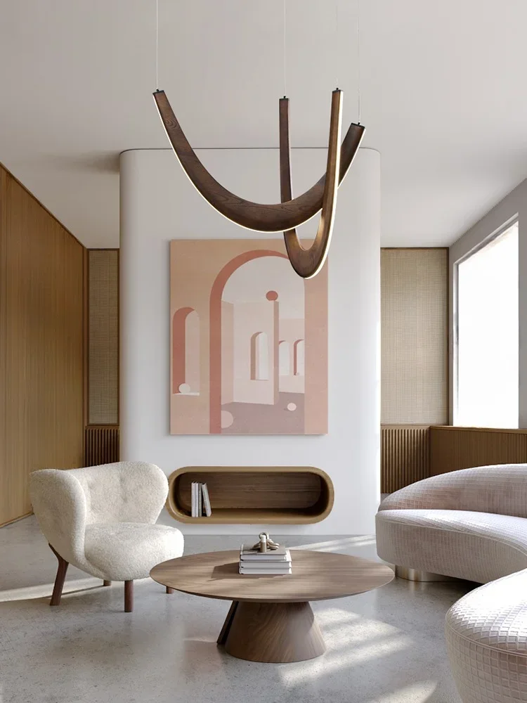 

Black Solid Wood Hanging Lamp Luxury Lustres Living Room Villa Applicance Pendant Light 2024 Designer New Chandelier Room Decor