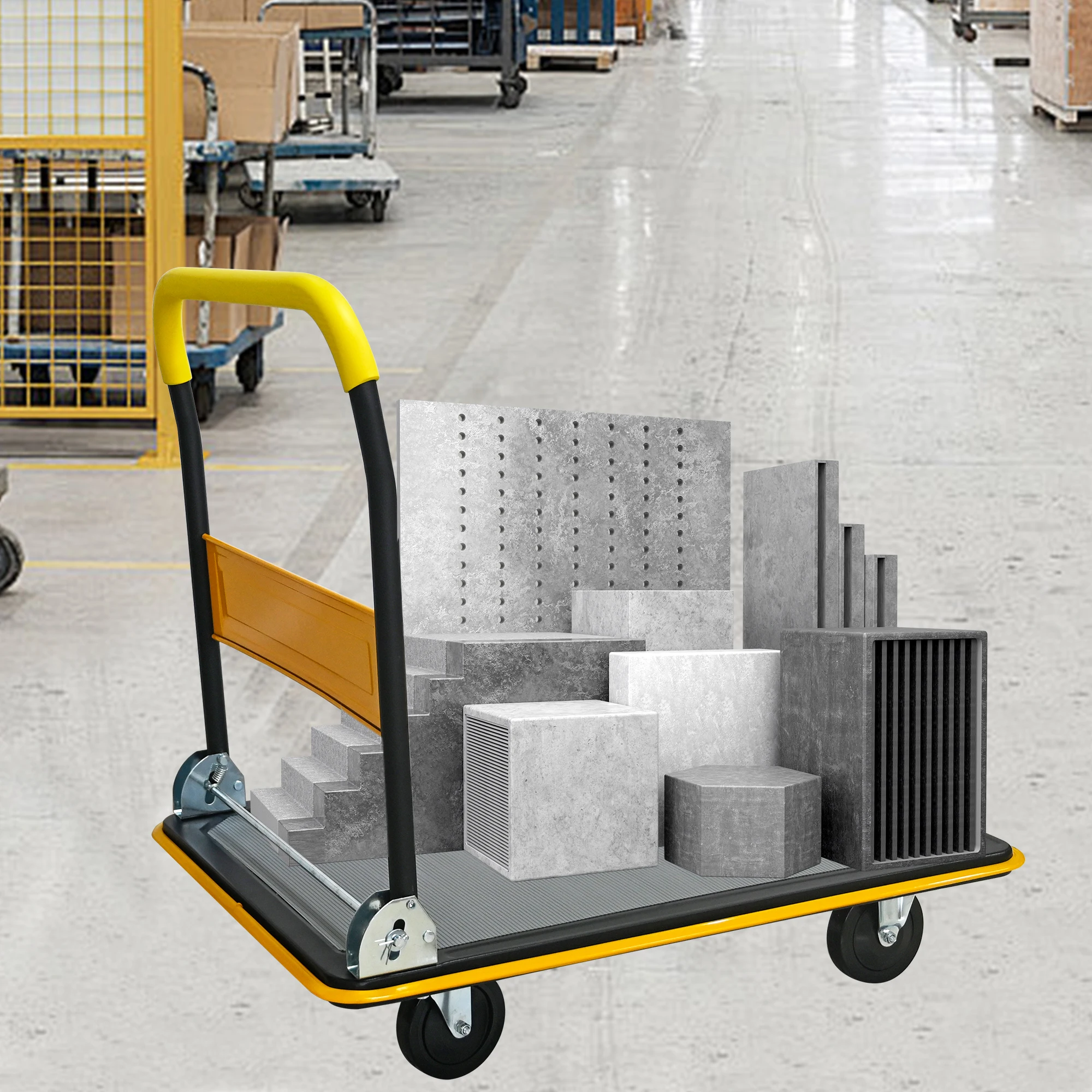 660lbs Foldable Platform Truck Dolly with Swivel Wheels, Heavy Duty Moving Platform Hand Truck, Moving Flatbed Cart Push Cart