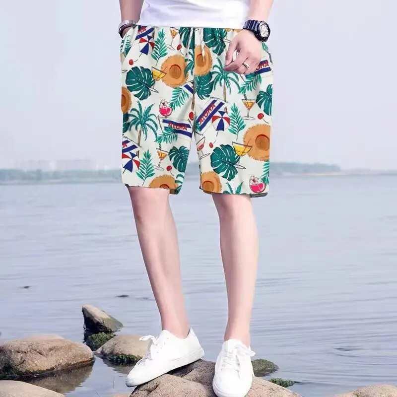 

2025 Новые модные художественные и универсальные пляжные брюки для мужчин, доступны в воде, быстросохнущие, свободные, разноцветные, доступны в L