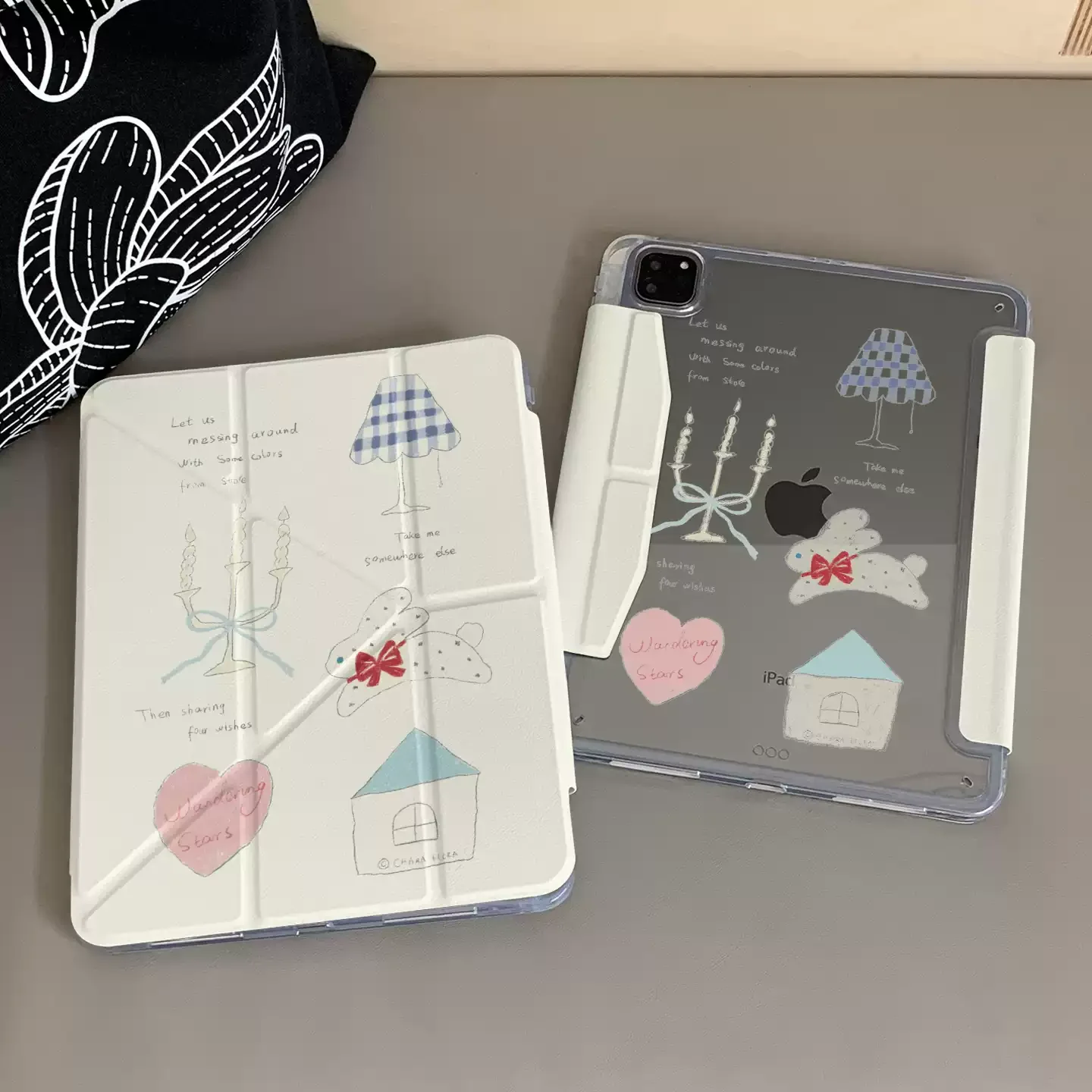 Desk Lamp Candle Bunny Love Table Case For iPad Pro 11 12.9 13 M2 M3 M4 M5 Shell 8.3 9.7 10.2 5/6/7/8/9/10/11th Air 4 5 6 Cover