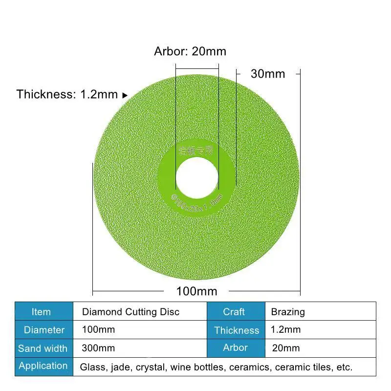 100mm Glass Cutting Disc 4 Inch Diamond Cutting Disc Slate Porcelain Tile Crystal Wine Bottles Cut Off Wheel Grinding Discs