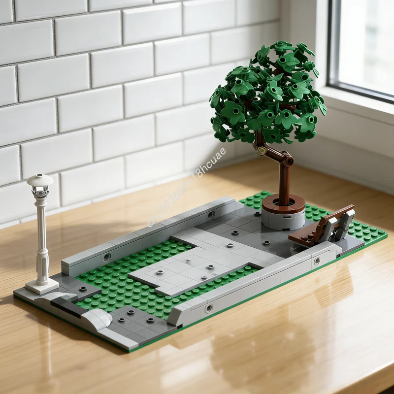 306개 MOC 모듈형 거리 풍경 베이스 시티 버스 모델 장난감 블록 건축 DIY 창의적인 크리스마스 선물 교육용