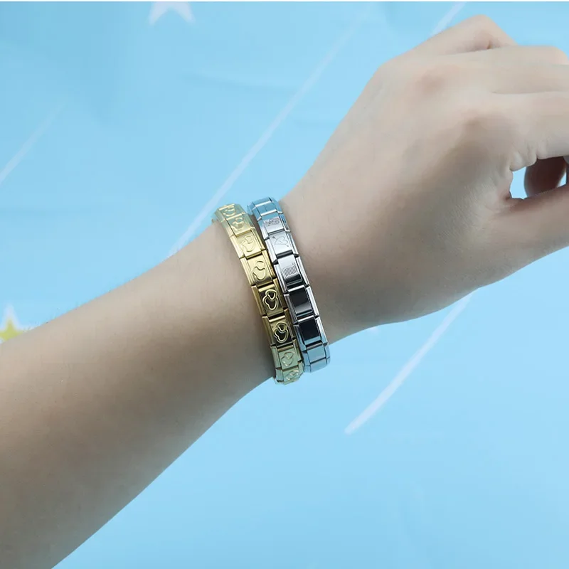 Hapiship 2022 Fashion Women Musical Note Arrow Charm Italian Links Fit 9mm Bracelet Stainless Steel Jewelry DIY Making DJ562-G