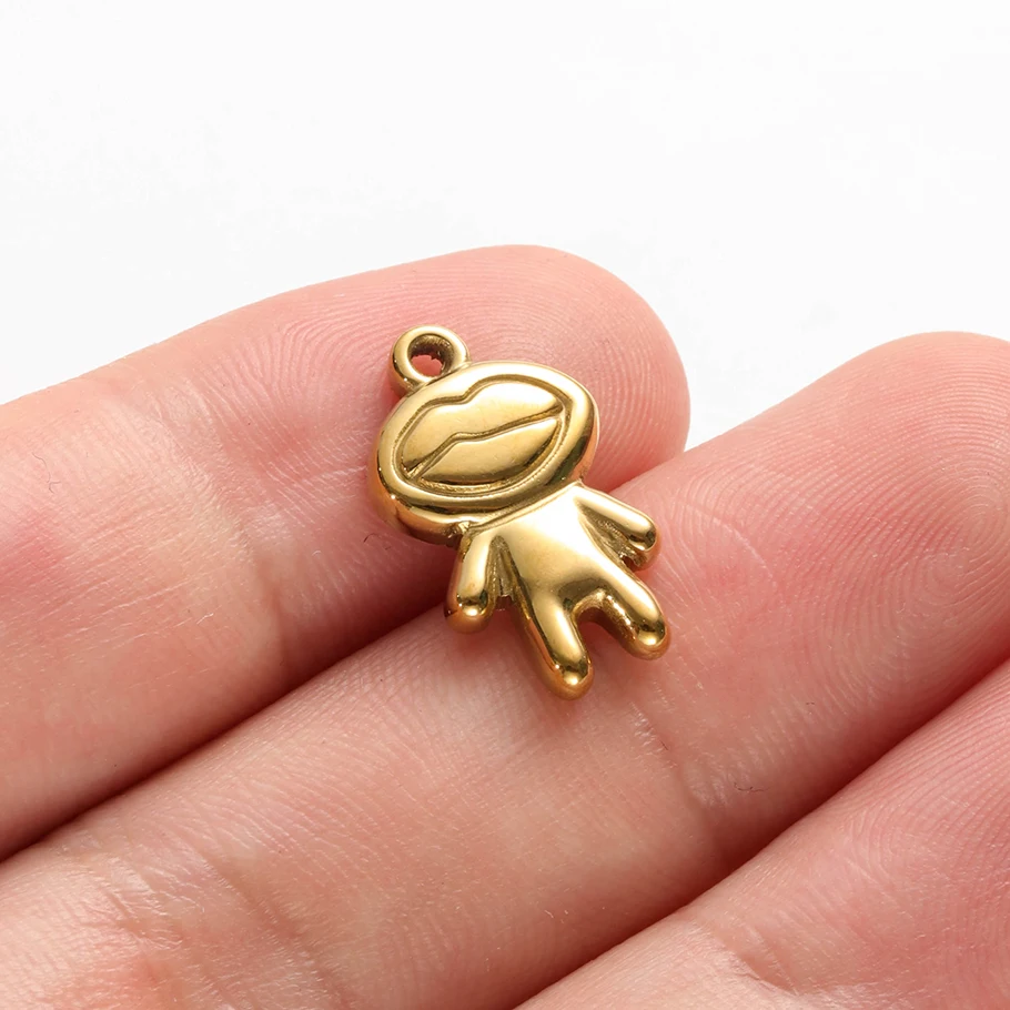 5 Stück Glücksbringer-Anhänger aus Edelstahl mit Mädchen, Stern und Schleife für die Schmuckherstellung, niedliche Anhänger für Halsketten und Armbänder – Detail 6