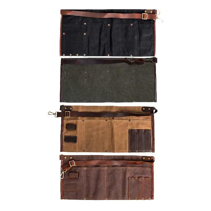 Waxed Canvas Waist Apron for Tools, Adjustable Belt, Multi-Purpose Water