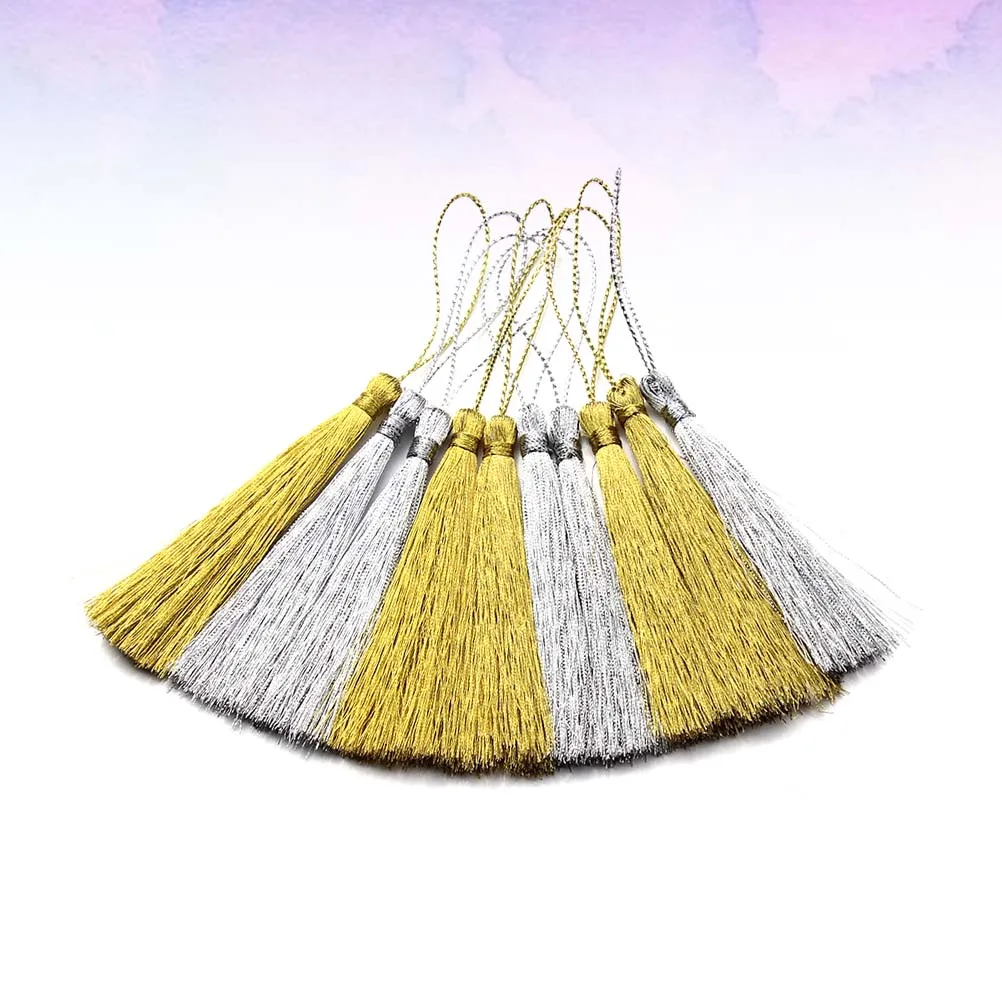 

30 Pcs Chinese Knot Tassel Pendant Bookmark Curtains Decor DIY Craft Party Wedding Favors Gold Accessories Elastic Band