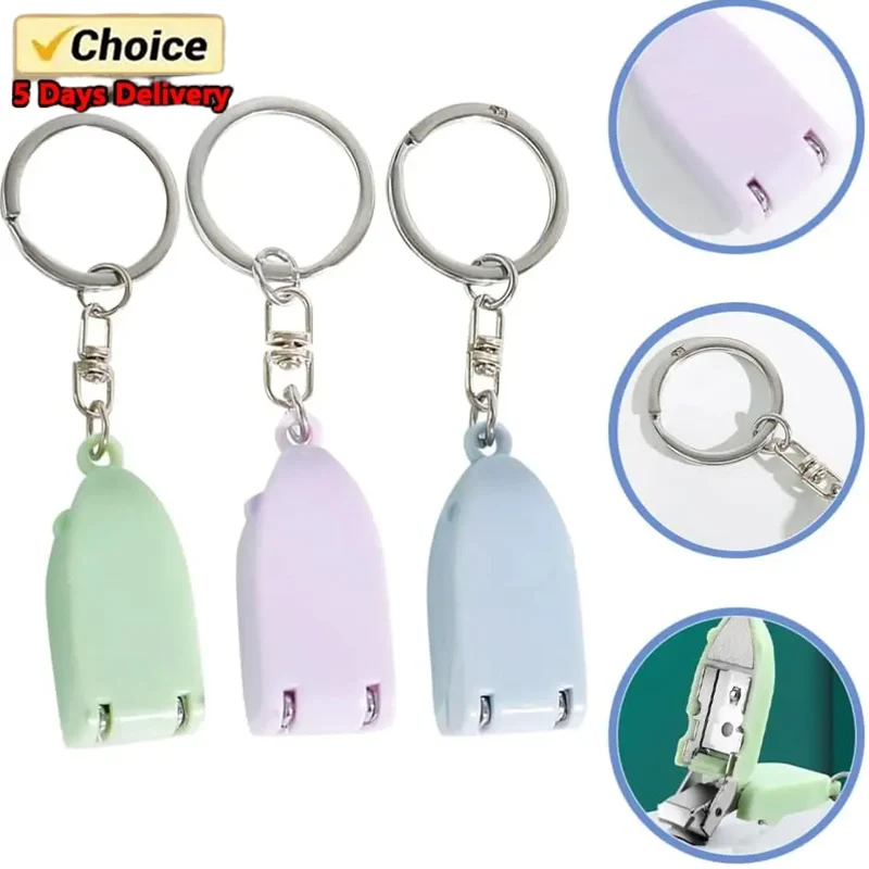 

Портативные мини-щипцы для ногтей на брелоке из нержавеющей стали, складные, с защитой от разбрызгивания, для путешествий