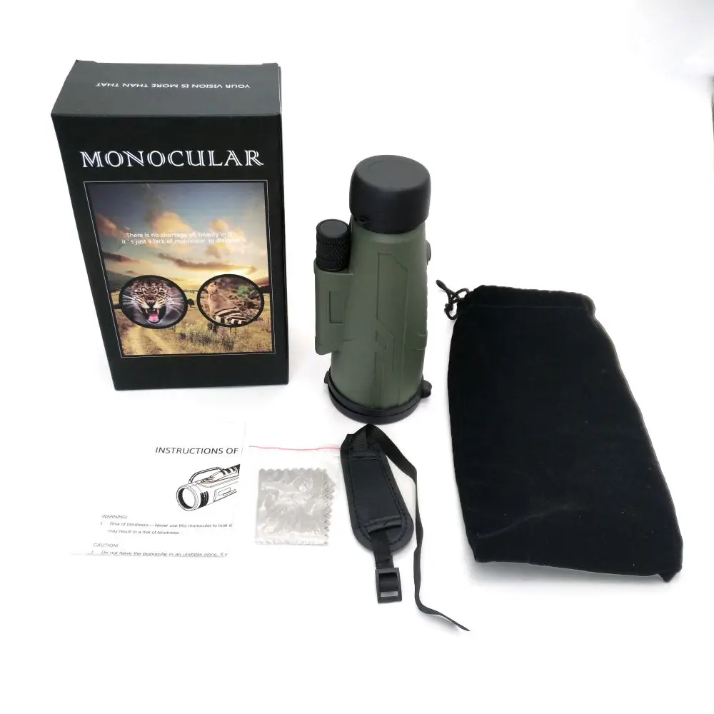 TONTUBE 12x50 HD Monocular IPX7 Waterproof Telescope with handstrap and BAK4 Prism & FMC Lens