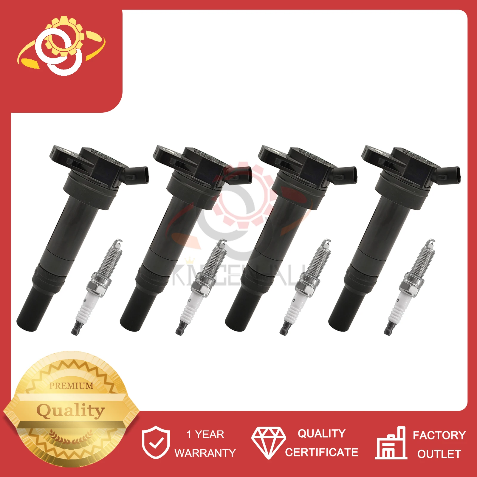 273002E000 273002 4pcs Ignition Coil and Iridium Spark Plug Compatible with Hyundai Tucson Elantra GT ix35