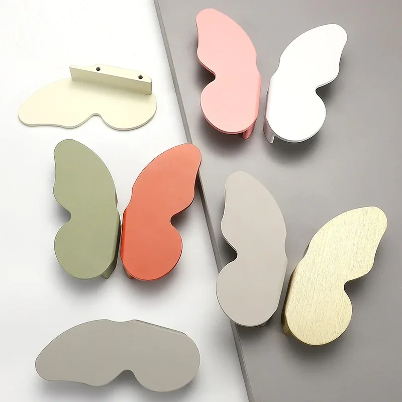 

Modern minimalist color cabinet door handle butterfly cartoon children's room cabinet door handle drawer bedside table handle