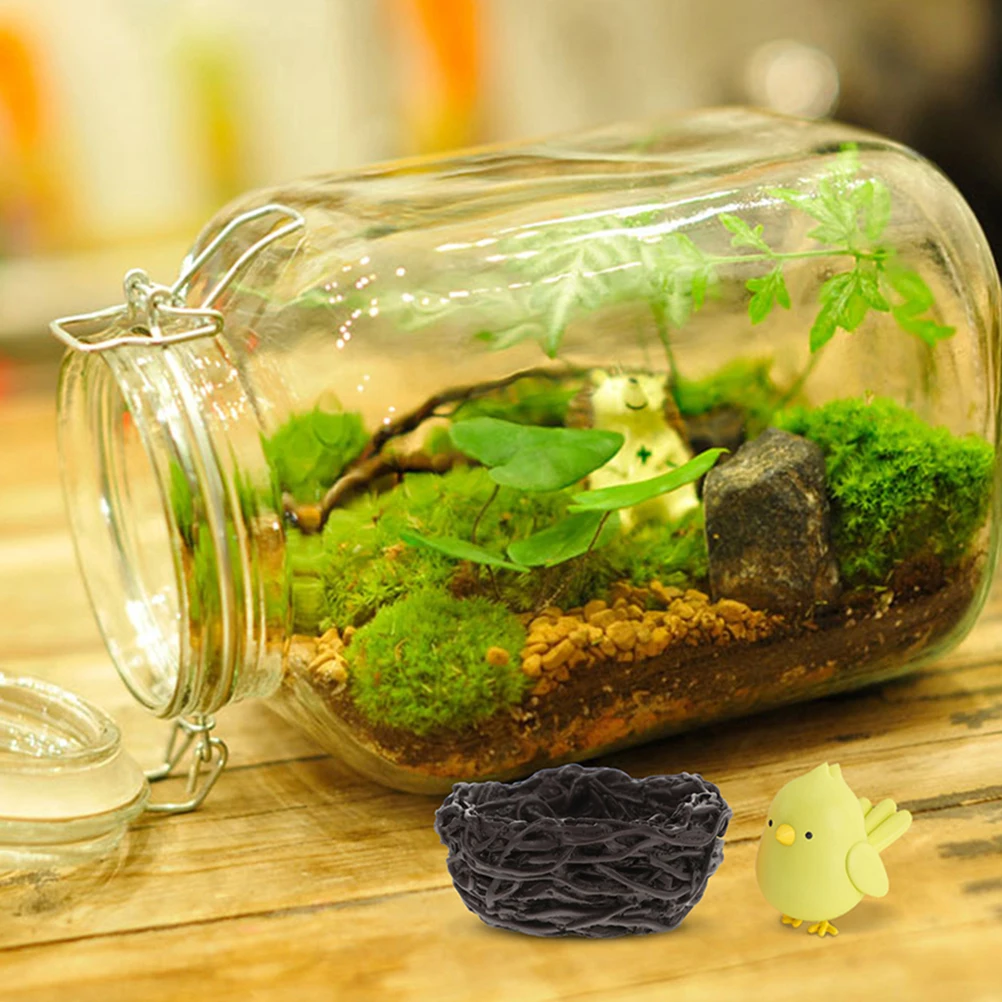 

16pcs Resin Bird Nest Ornaments Mini Realistic Design Durable Micro Landscape Decor For Crafts Bonsai Garden Birdhouse