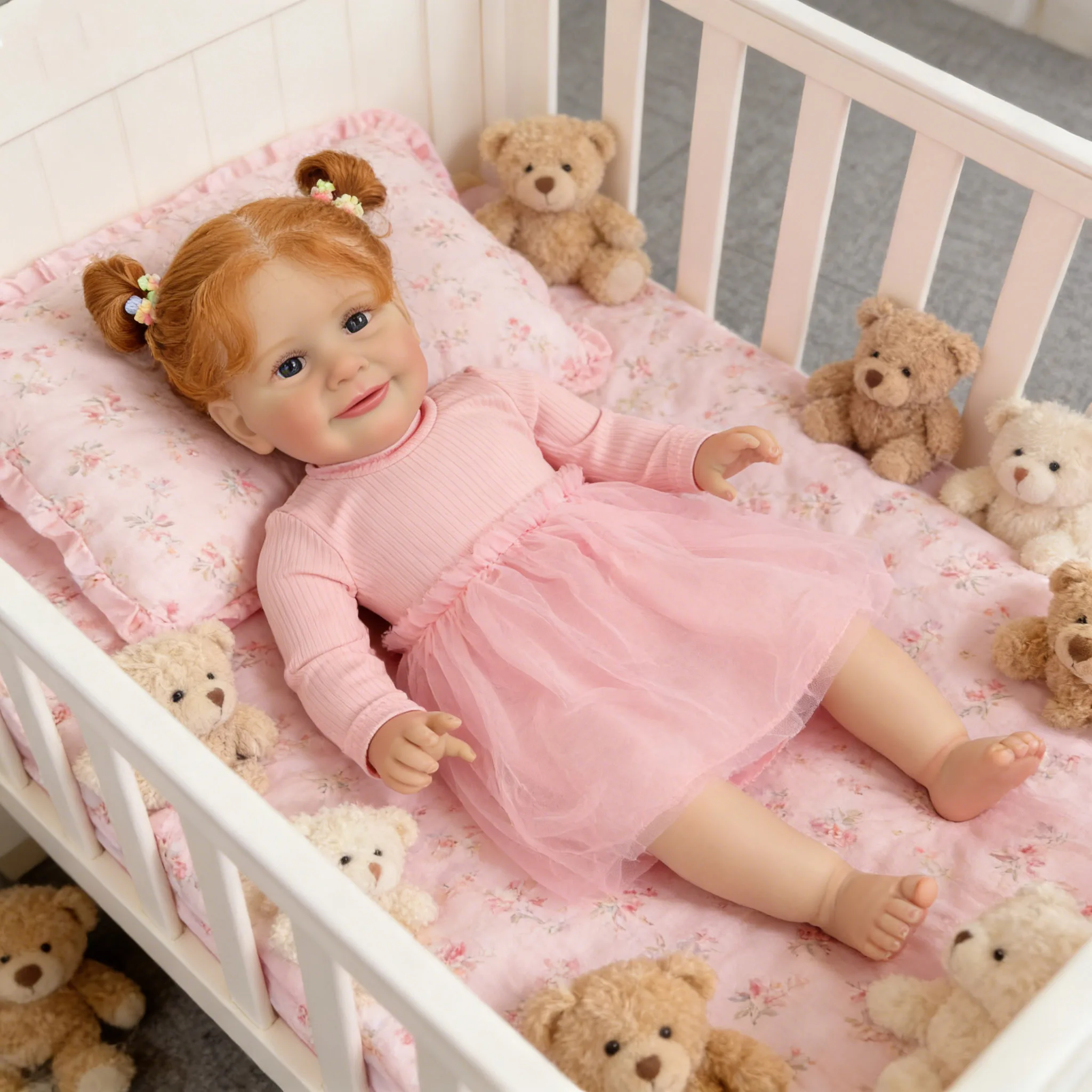 25 Zoll Weicher Stoffkörper Niedliche Hübsche Zoe Reborn-Puppe Lebensechte Kleinkind-Puppe Mehrschichtige Bemalung Mit Sichtbaren Adern Handgeknüpfte Haare