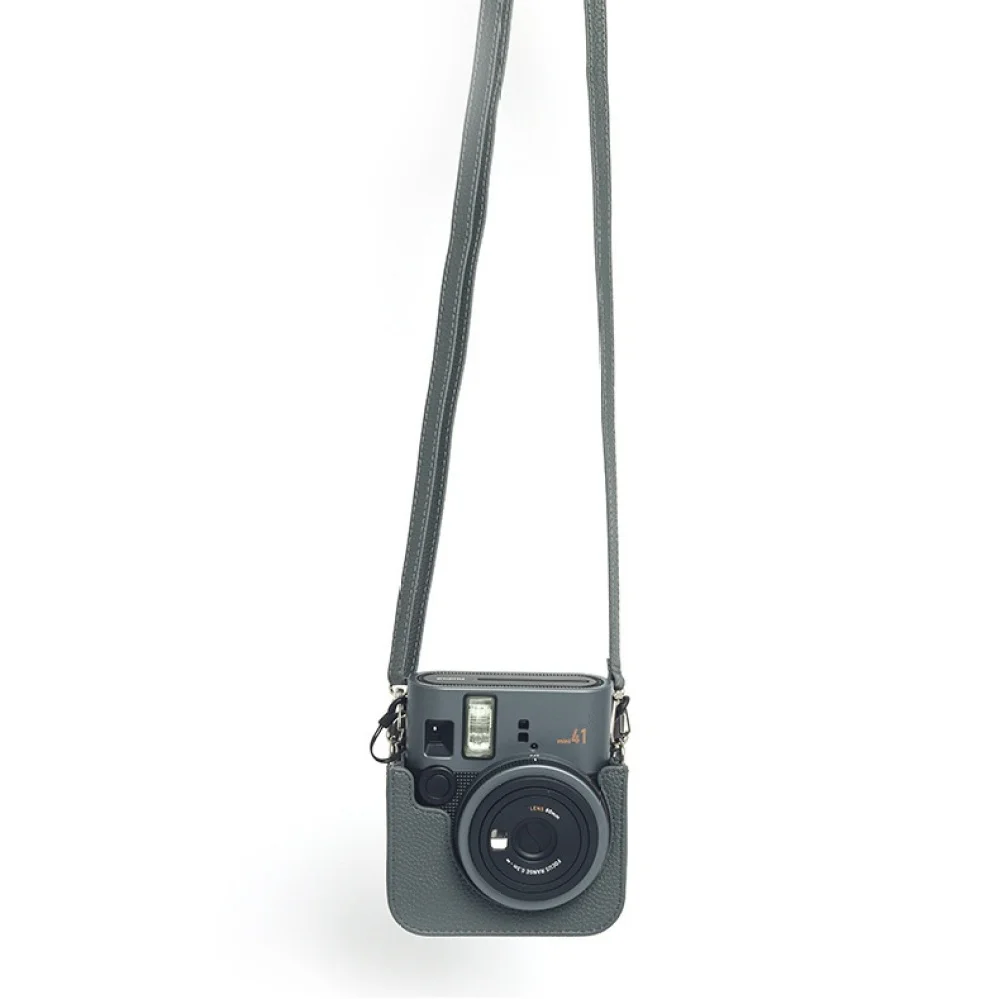 PU Leather Retro Camera Bag For Instax Mini 41 Camera Shoulder Bag Protective Cover Case With Shoulder Strap