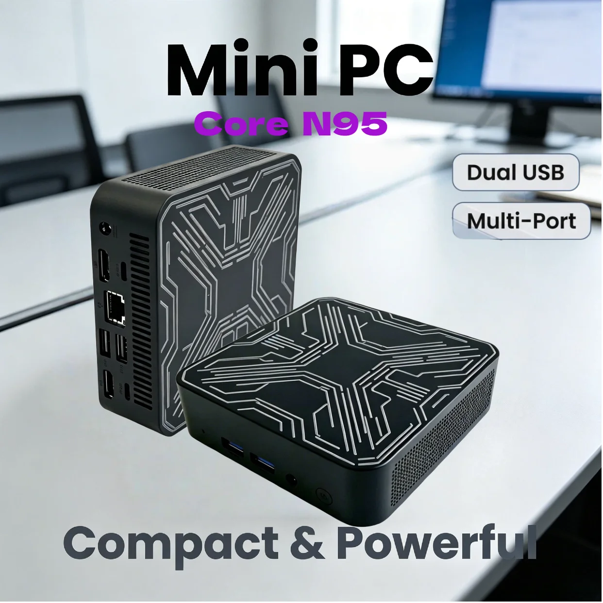 New Mini PC Portable Intel Core N95 Mini Computer Gamer 16GB RAM 512GB 1TB SSD 1000M Ethernet Gaming PC Desktop