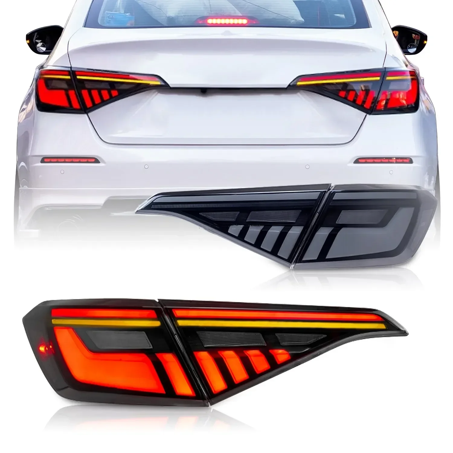 MRD LED Tail Light Fit For 11th Gen Honda Civic 2021 2022 2023 RGB Led Rear Lamp Colourful Led Tail Assembly