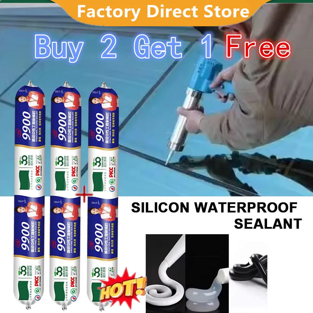 

1/3Pc Black Silicone Adhesive Waterproof Sealant Door Window Edge Sealing Glass Adhesive Weatherproof Fast-drying 9900 Structure