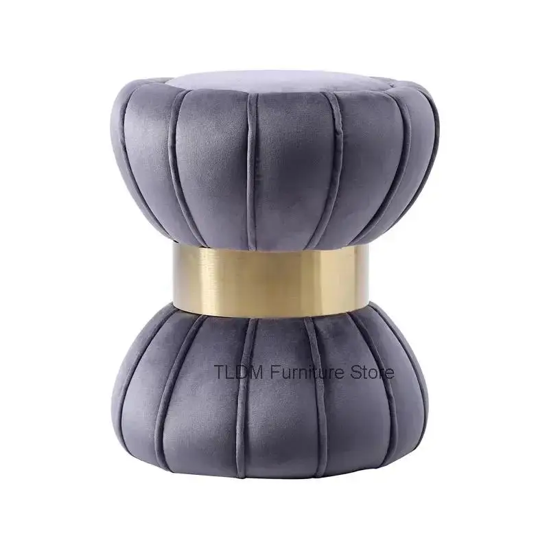 Flocking Nordic Shoe Furniture Living Makeup Room Ottomans Minimalist Personality Stool Dressing Low Fabric Stool Ottoman w f