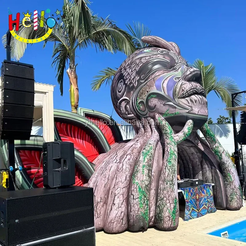 Carnival Stage Decorative Tunnel Jungle Style Air Blow Up Giant Inflatable Goddess Head