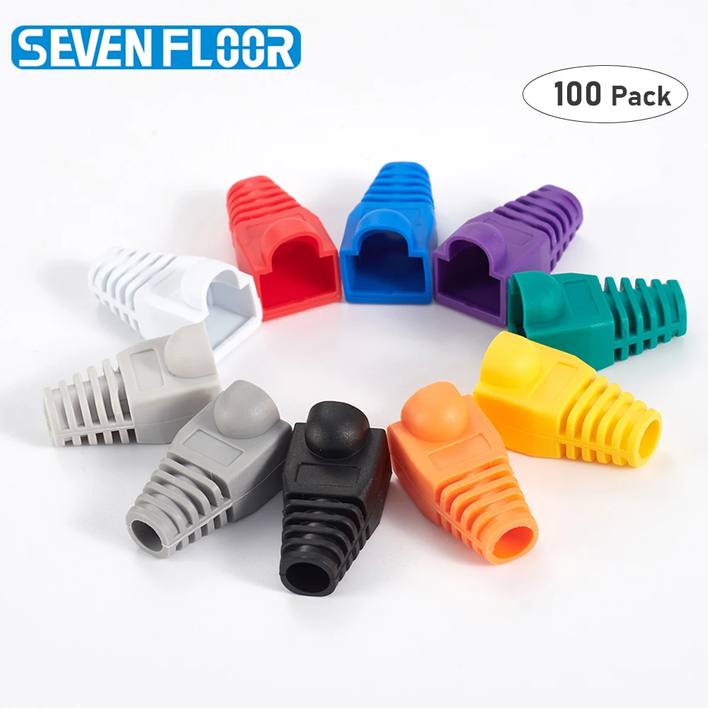 100PCS RJ45 CAT6 CAT5 CAT5E Ethernet Network Cable Strain Relief Boots Cable Connector Plug Cover Mixed Color