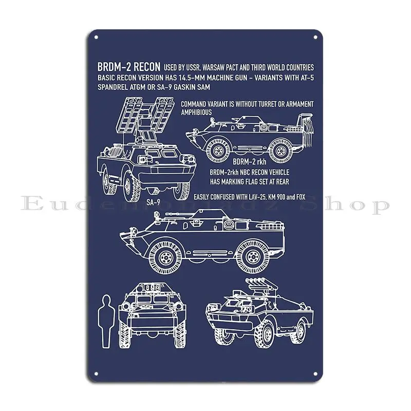 Brdm 2 Recon Russian Amphibious Scout Car Blueprint Army Recognition Infographic Metal Sign Wall Mural Customized Funny