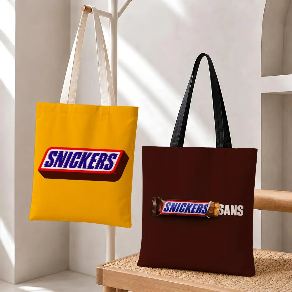 Bolsas de Almacenamiento para Barras de Chocolate Snickers, Bolsa de Compras de Lona de Algodón de 12/16 oz, Ecológica, Reutilizable, de Gran Capacidad