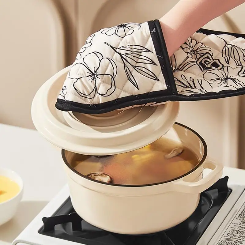 

Рукавицы для духовки и подставки для кастрюль Кухонные перчатки Удлиненный дизайн Противоожоговые перчатки Долговечный дизайн для любителей кулинарии