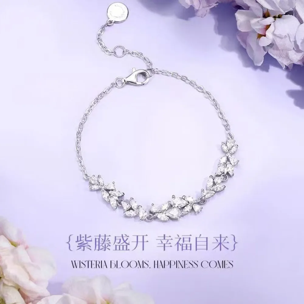 Wisteria Flower Bracelet Necklace with A Small Waist Simple Love Language for Women Exquisite Temperament Jewelry Accessory Gift