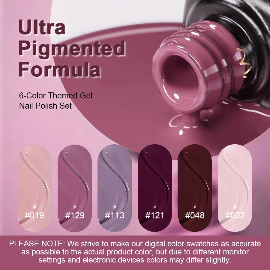 QAZIXU 1/6Pcs Purple Nude Color Gel Nail Polish Pink Gel Polish Semi Permanent Soak Off UV LED Nail Art DIY Popular Color