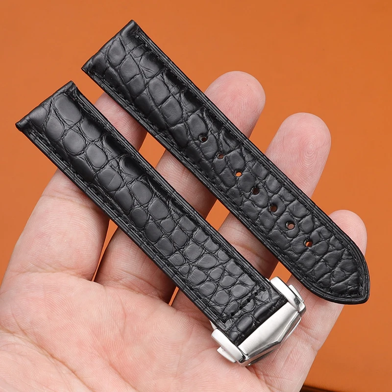 For Omega Crocodile Genuine Leather Watchband De Ville Seahorse Super Original Watch Strap Men And Women 19mm 20mm 21mm