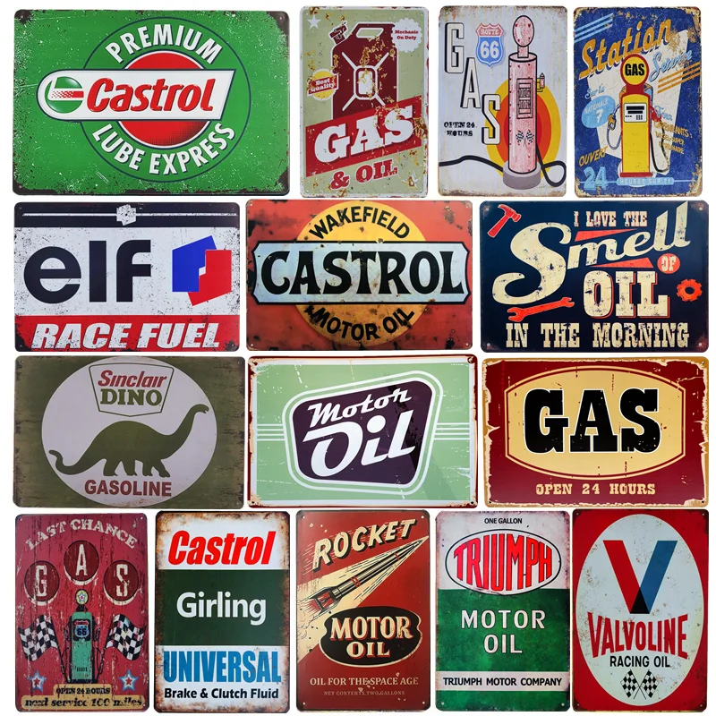 

Vintage Tin Sign Metal Decorative Plaque for Garage, Gasoline Gas Station, Man Cave Decor, Wall Decoration