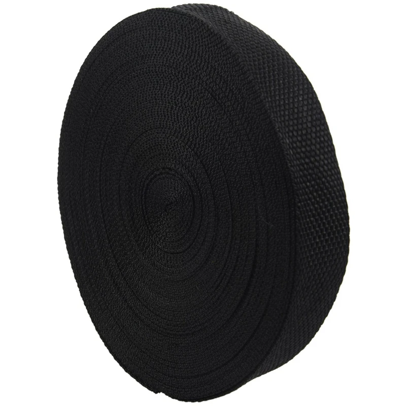 4Pcs 25Mmx20m Roll Nylon Tape Strap For Webbing Bag Strapping Belt Making DIY Craft - Black