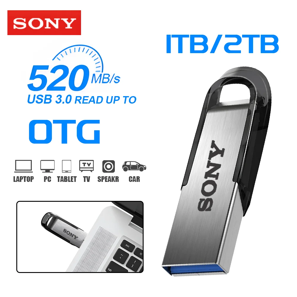 Sony usb 3.0 gen 1 unidade flash 2tb 1tb 512gb 256gb 128gb pendrive memória vara 150 mb/s criptografia de metal disco u