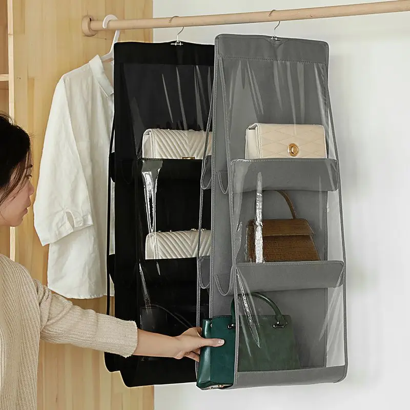 Bag Storage Hanging Hanging Double Side Transparent Six Layer Storage Bedroom Closet Storage Bag Dust