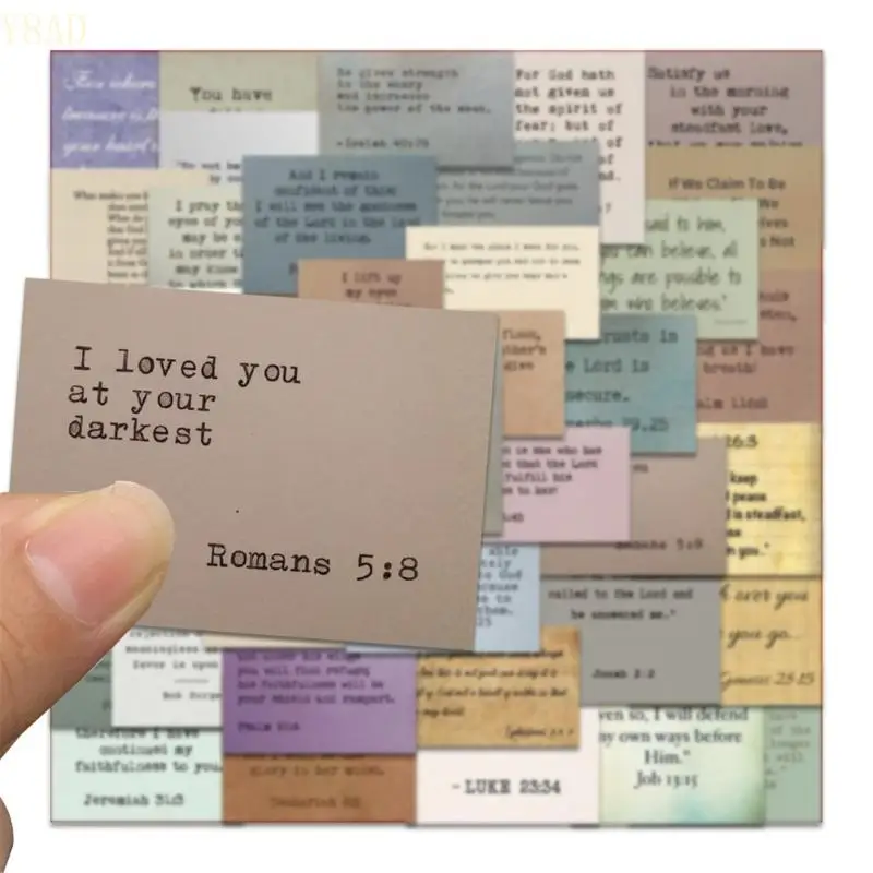 Y8AD 60Counts Bible Verses Sticker Cartoon Aesthetic Sticker Journal Sticker for Water Bottle Scrapbook Phone Guitar Laptop