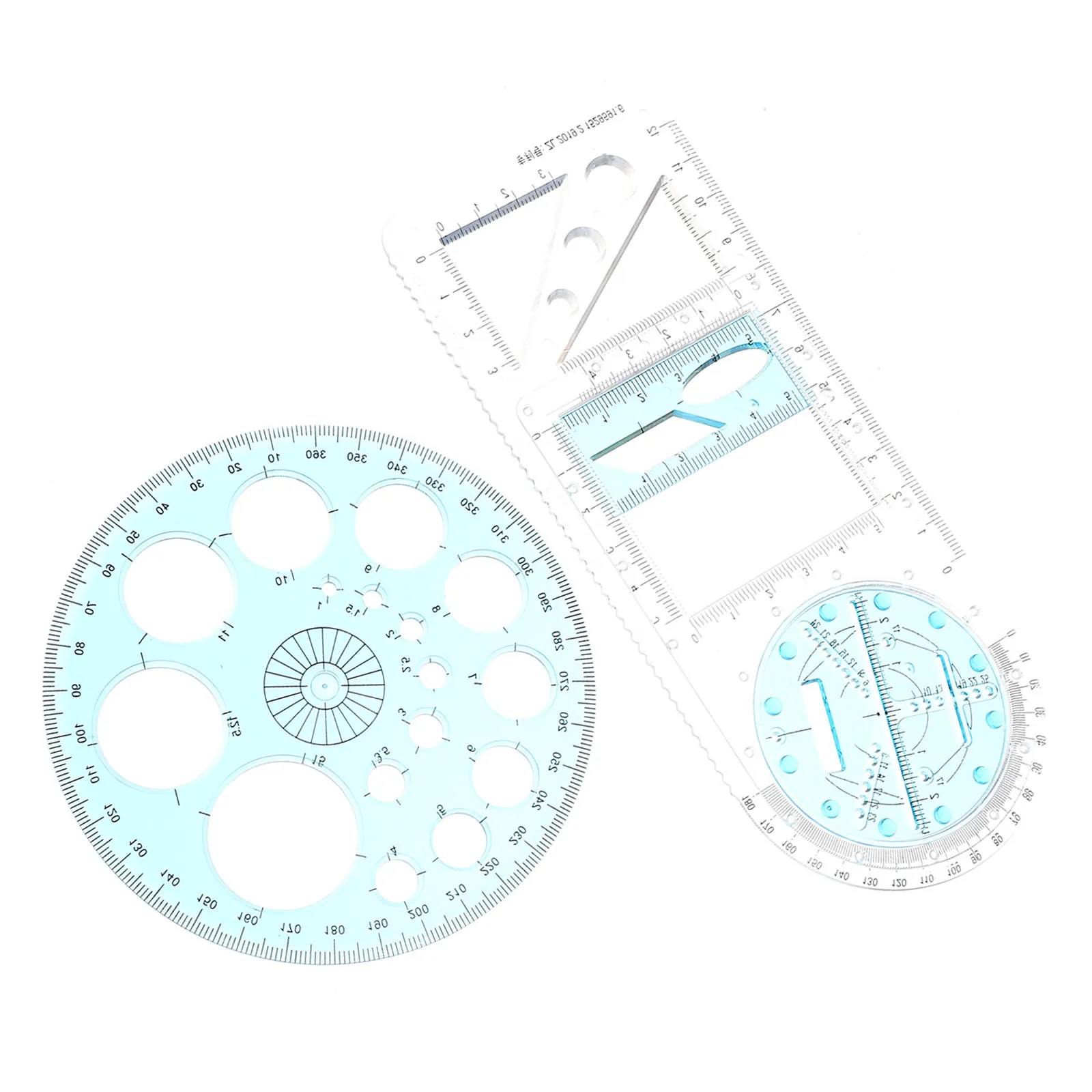 

2Pcs Plastic Drawing Template Ruler Set Geometric Shapes Clear Scale Sliding Stable for Artists Designers Students Engineers