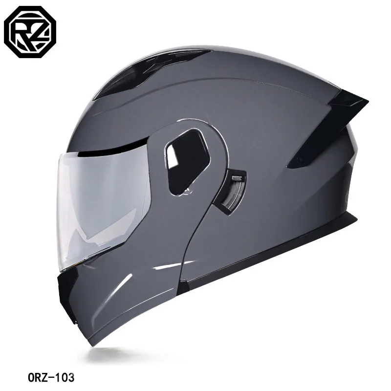 Capacete de motocicleta flip up, masculino e feminino, motocross, corrida, lente dupla, quatro estações, orz, novo capacete integral