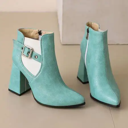 Brand Classic Women Ankle Boots Chunky Heels 10cm Zipper Large Size 48 49 50 Vintage Casual Daily Booties for Female image 4