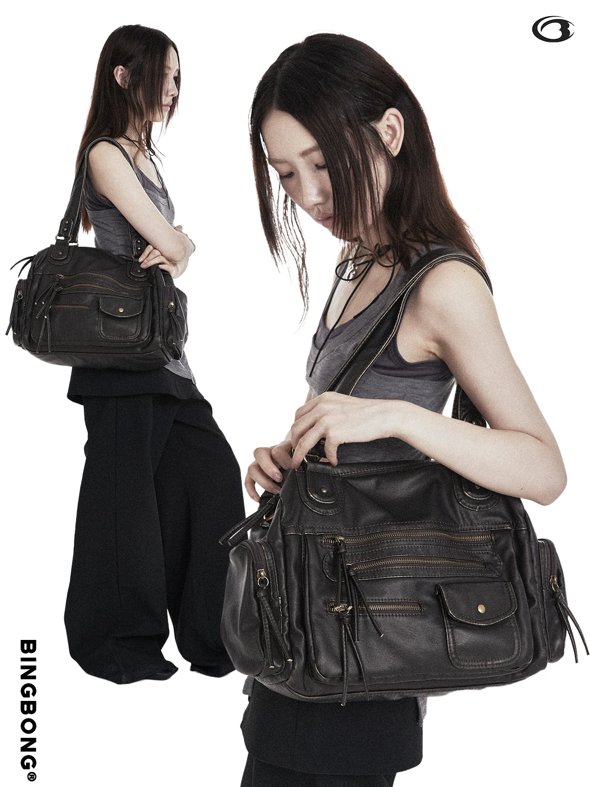 

Locomotive wind unisex tote bag, large-capacity commuting soft messenger bag