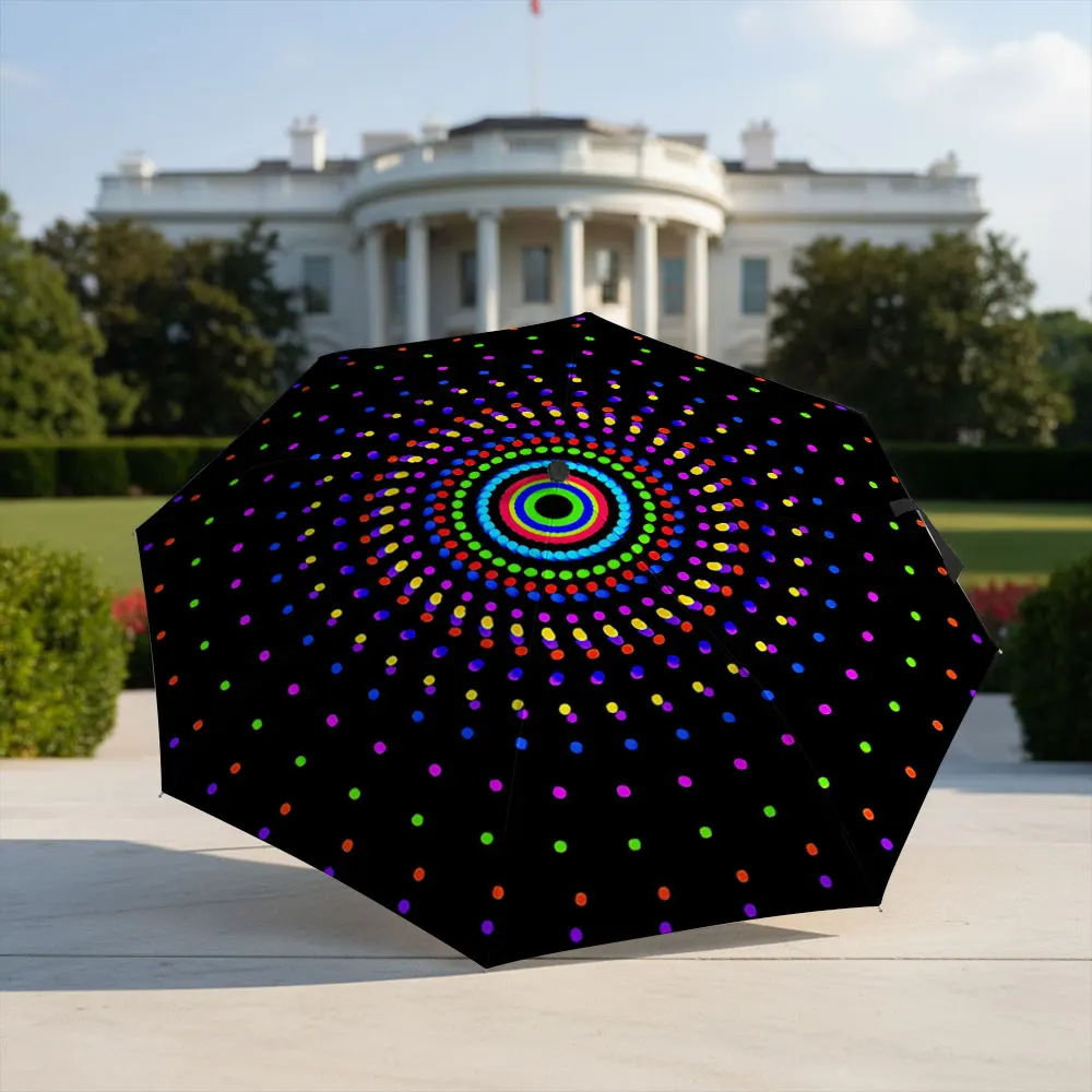 Radiant Rainbow Dot Spiral Umbrella Design Compact Fashion Folding Umbrella for Daily Use, Christmas Gift