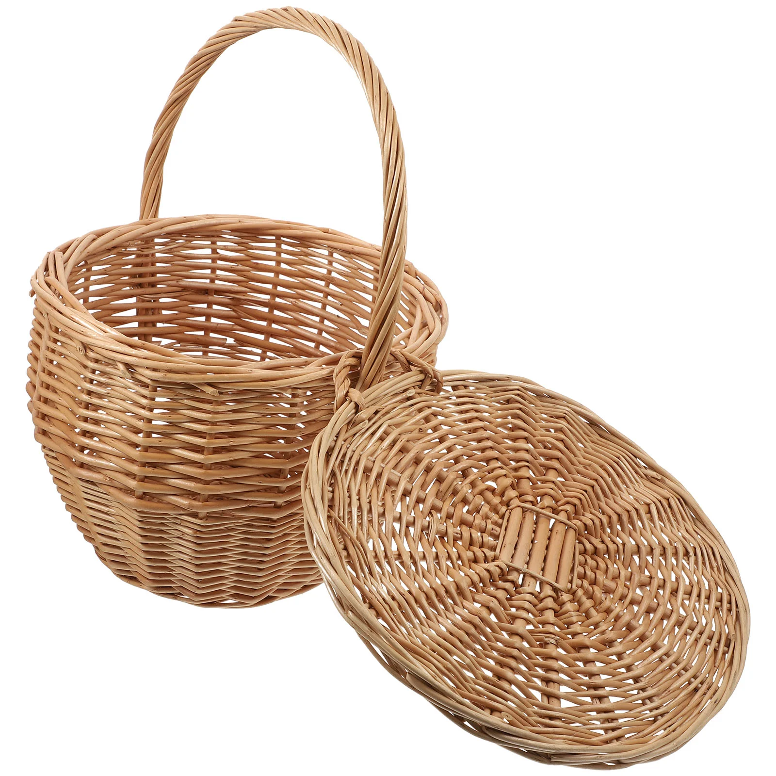 Rattan Shopping Basket Flower Storage Small Handle Woven Rustic Girl Baskets Weddings Favors Hamper