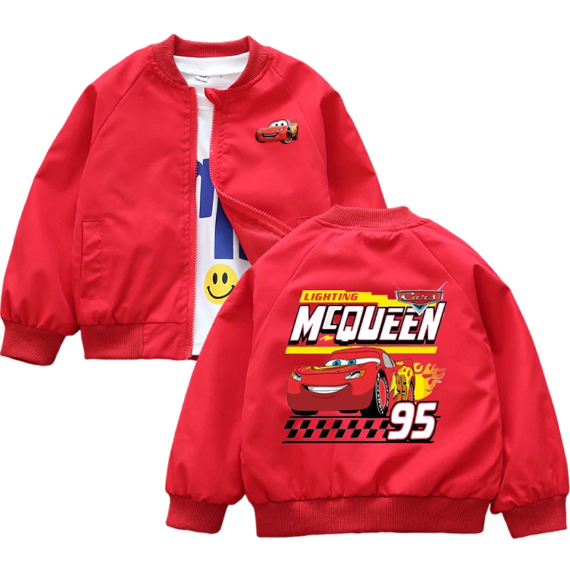 Disney Pixar Cars Lightning McQueen Jackets 2025 Spring Autumn Baby Boys Zipper Casual Coats Kids Clothes Windbreaker Outerwear