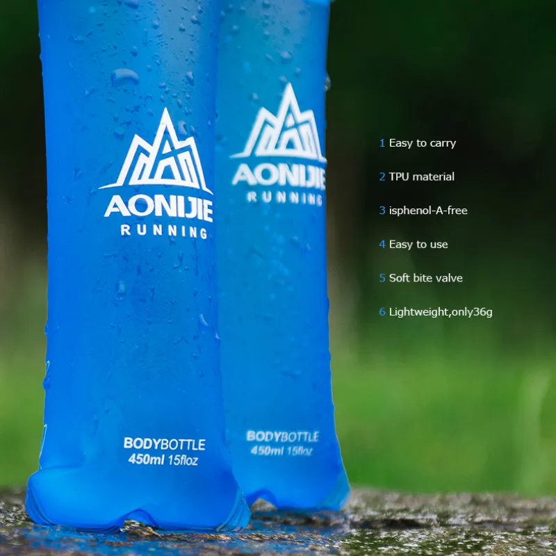 AONIJIE 250ML 600ML Foldable Silicone Soft Flask Water Bottle for Outdoor Sport Traveling Running Kettle Hydration Pack Bag Vest