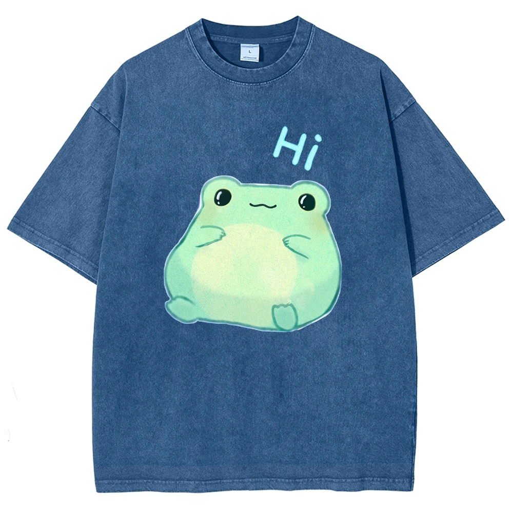 

Летние женские футболки с рисунком Y2K, 100% стираная кроватка большого размера с настраиваемым рисунком милой лягушки с водяным знаком