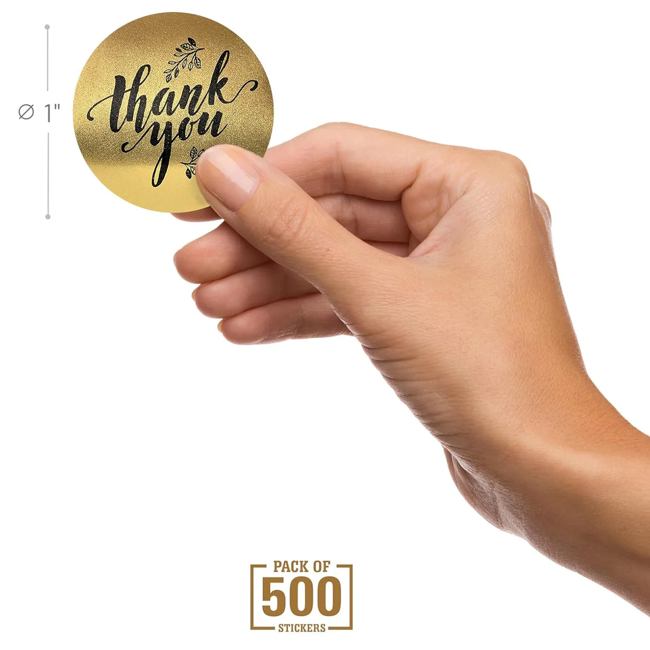 1 Roll/500pcs Gold Thank You Stickers  for Gifts Wedding Birthday 1 inch Thanks Giving Party Bags Small Business Packaging