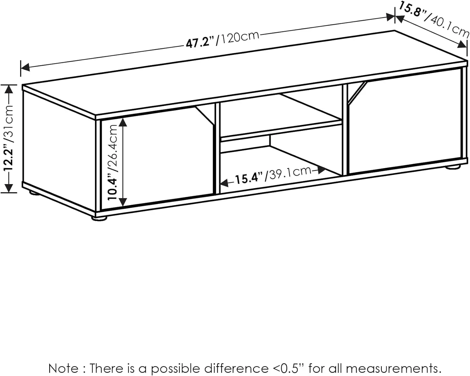 Furinno Klassieke Stand Voor Tv Tot 55 Inch, Frans Eiken