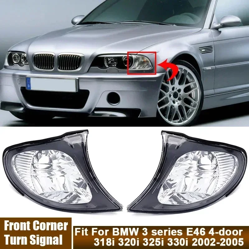 Auto Turn Signal Light Left Right Front Corner Lamp Fit For BMW 3 series E46 4-door 318i 320i 325i 330i 63137165859/63137165860