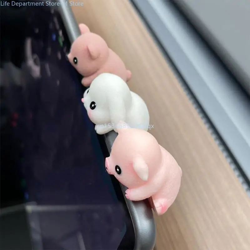 Set of 6Pcs Animal Figurines Computer Screen Monitors Decoration Small Ornaments Desktop Figures Toy Home Decors