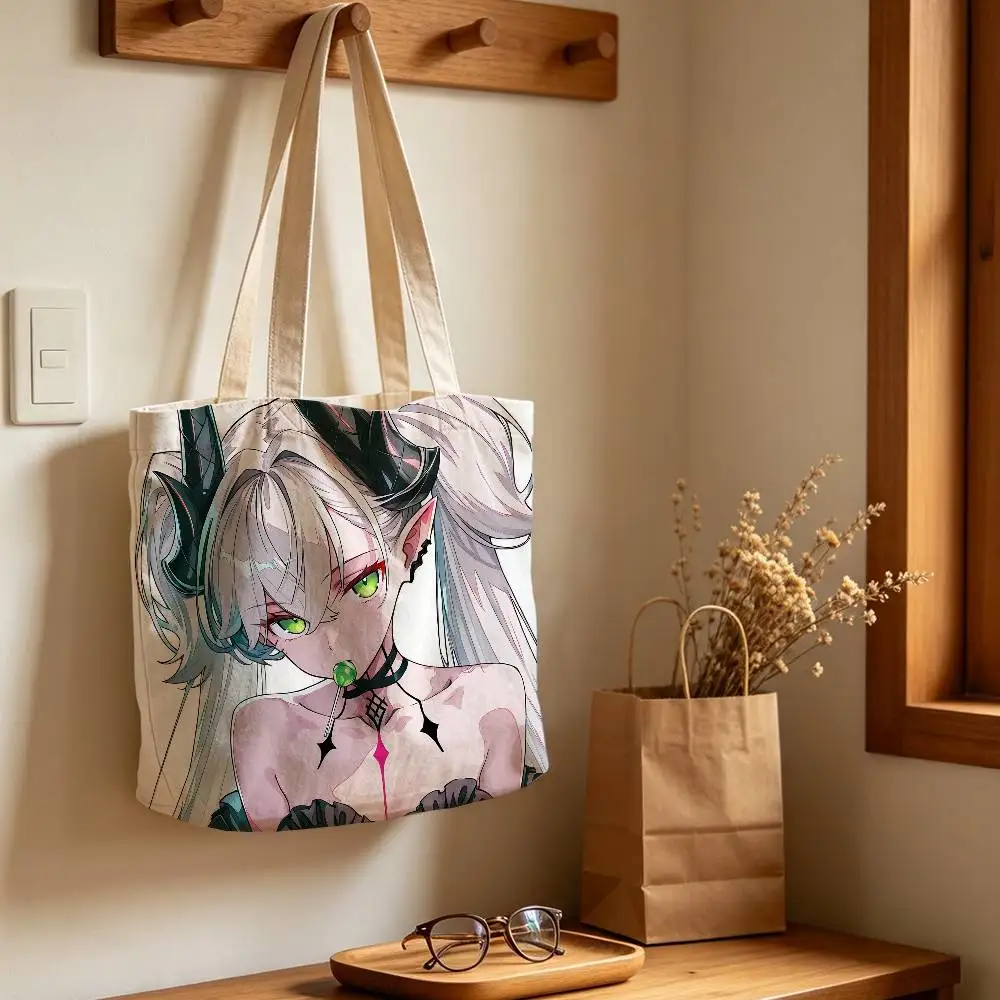 Lilith Fate Grand Order FGO Printed Canvas Shoulder Tote Bag for School Work and Commute
