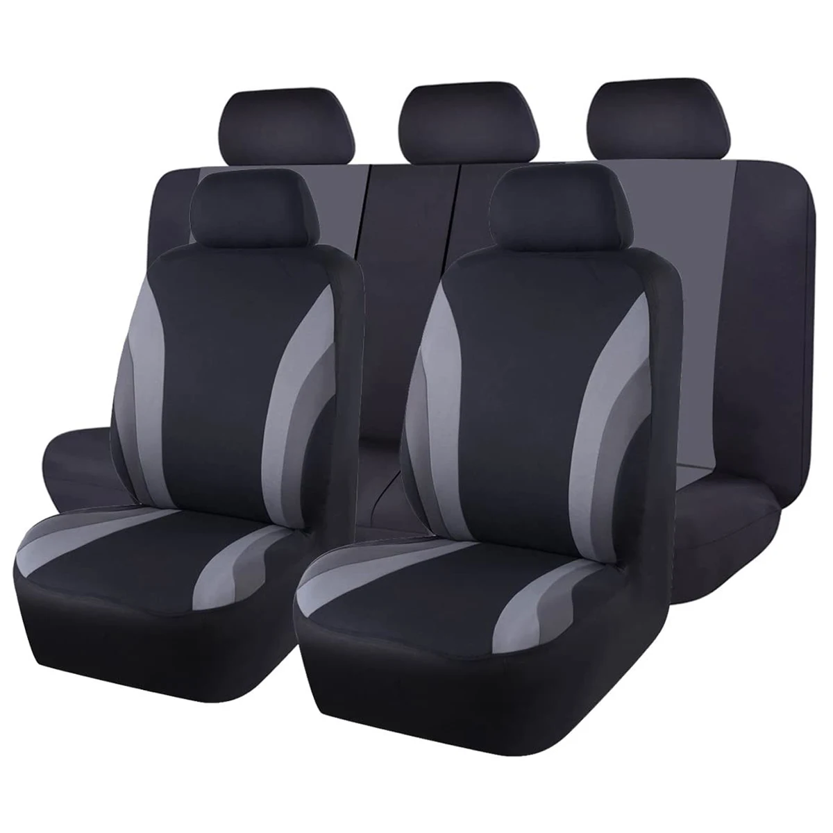 Sportlicher Stil, komplettes Set, Autositzbezüge aus Polyestergewebe, Autositzschutz, universell passend für die meisten Autos und SUVs – Detail 1